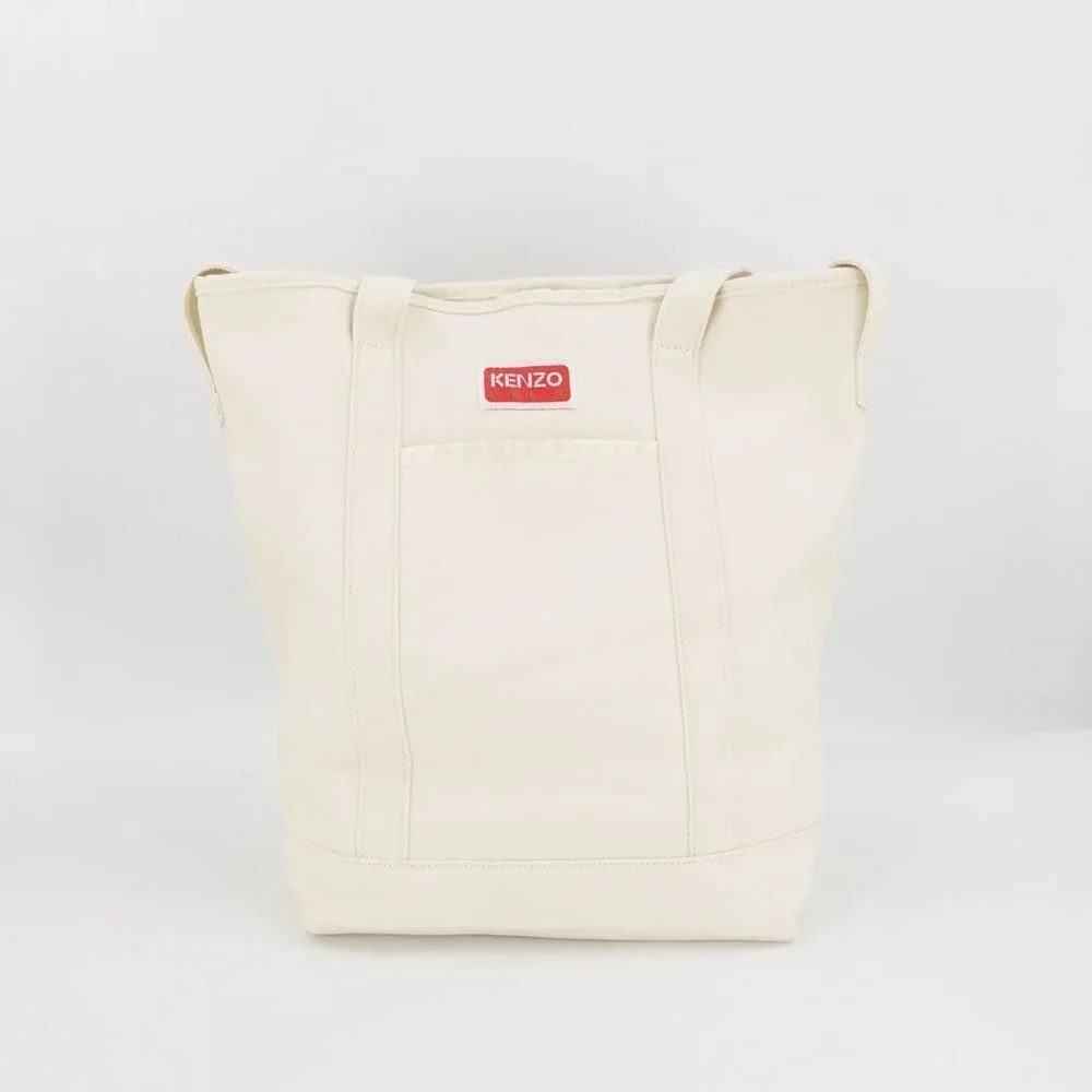 Kenzo Boke Flower Floral Logo Shopper Shoulder Tote Bag White - Picture 8 of 12